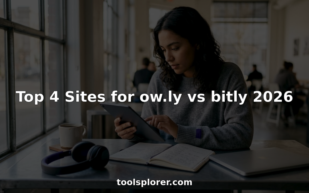 Person comparing link shortener tools on tablet at desk