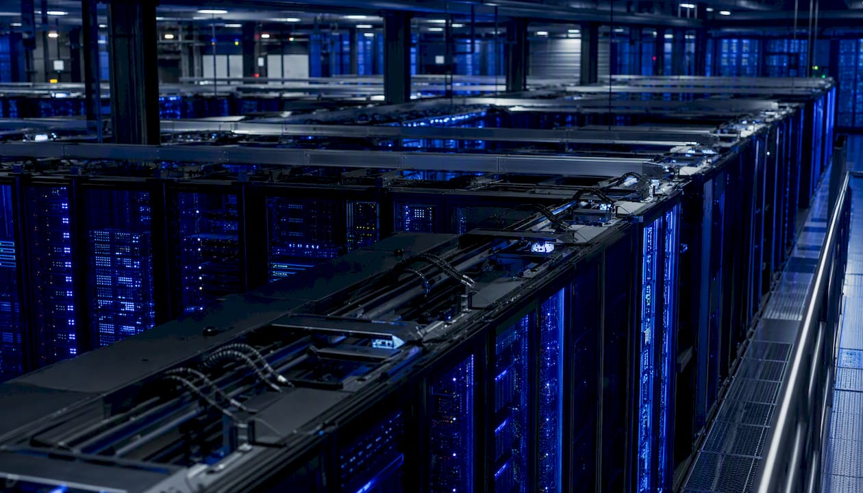 Close-up of server racks in data center
